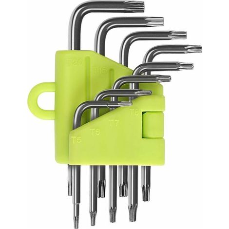 Ensemble de 8 clés Torx coudées T5 à T20 – Acier inoxydable ultra résistant – Conception ergonomique pour vis à tête creuse (1/5)