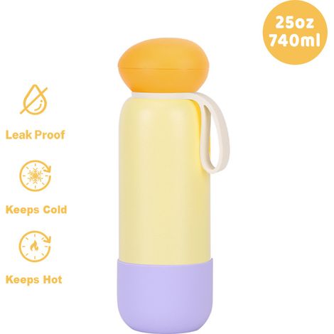 Gourde Isotherme Portable 2025 25oz Grande Capacité Acier Inoxydable Color-Block Style Extérieur (1/5)