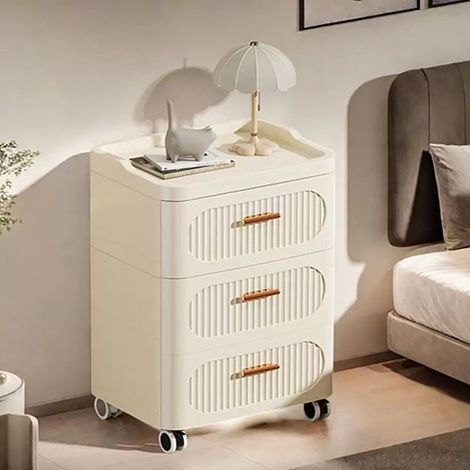 Trade Shop - Contenedor De Plástico Móvil Con Ruedas 3 Estantes Cajones Para Sala De Estar - (1/4)