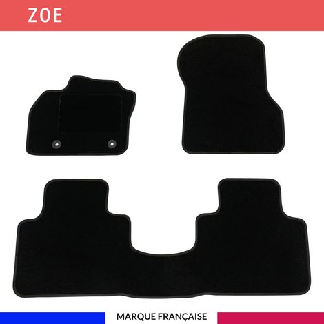 Tapis de sol voiture - Sur mesure pour RENAULT ZOE (dès 10/2019) Antidérapant - 3 pièces : Protection arrière - Moquette (1/5)
