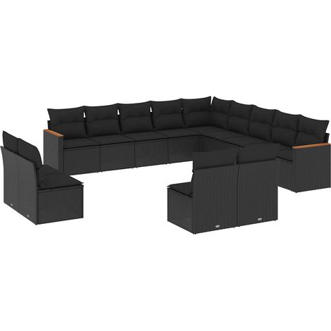 Maison Exclusive - Set de sofás de jardín y cojines 13 pzas ratán (1/5)