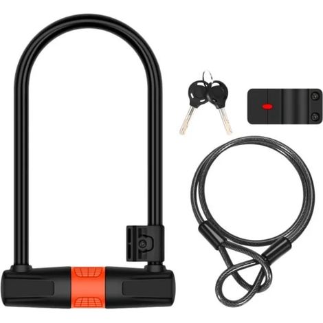 Antivol de vélo en forme de U - ROS - Acier allié et PVC - 29,5 x 15 x 1,4 cm - Haute sécurité (1/4)