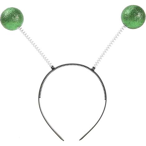 Serre-tête boule à antenne martienne, accessoire de coiffure extraterrestre pour déguisement de festival, fête, Noël et cosplay (vert) (3 pièces) (1/5)