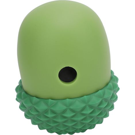 Balle distributrice de croquettes pour chien en forme de gland, jouet interactif à alimentation lente, réduit les comportements alimentaires difficiles, en silicone, vert paon et vert foncé. (1/5)