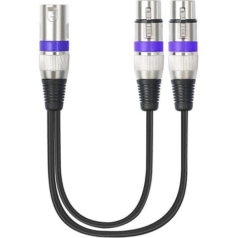 Câble adaptateur divisé, câble audio mâle 3 broches vers double femelle, câble adaptateur audio symétrique pour microphone, convient aux haut-parleurs, violet clair. (1/5)