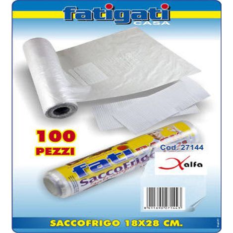 TrAdE Shop Traesio - Set 100 Pezzi Sacco Frigo E Freezer 18x28cm Sacchetti Gelo In Rotolo -