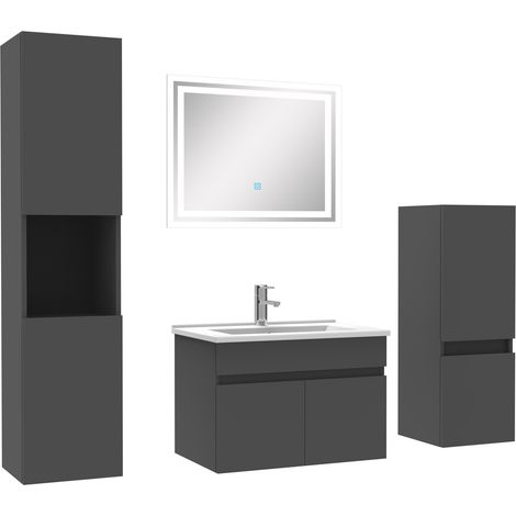 Ocean Meubles simple vasque 60cm,meuble acve colonne et miroir Anthracite (1/5)