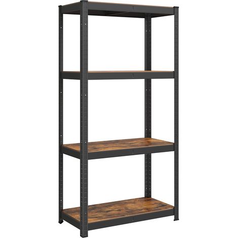 Scaffalatura per carichi pesanti 40 x 80 x 160 cm Unità di stoccaggio in acciaio a 4 livelli Scaffalatura da garage a montaggio rapido per cassette degli attrezzi Capacità 520 kg Nero 120005565