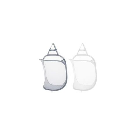 Lot de 2 paniers à linge à suspendre, en maille, pliables, petits paniers muraux pop-up pour vêtements sales, sac à linge portable pour maison, hôtel, voyage, camping (blanc + gris)