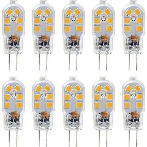 Ampoule LED G4 12V, 1W Equivalent 10W Halogène Lampe, Pas De Scintillement 200LM, Blanc Chaud 3000K, 360° Angle de Faisceau, Non-Dimmable, Pack de 10 (1/5)