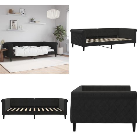 Tagesbett Schwarz 100x200 cm Samt - Sofa - Schlafsofa - Gästebett - Boxspringbett - Doppelbett - Home & Living (1/5)