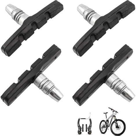 4 Pièces Patin Frein Vélo V Brake 70mm, Patins Plaquettes de Frein No Noise Caoutchouc Résistant à l'usure, pour Vélo de Urbain Compatible avec pour Shimano Tektro Avid Sram Jante Cycle VTT VTC Ville (1/5)