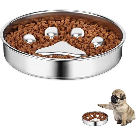 Anti-Glutton Dog Cat Bowl – Stainless Steel, Non-Slip Slow Feed and Promotes Digestion for Small, Medium and Large Pets, 21 x 4 cm (1/5)