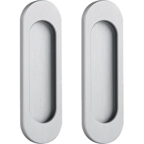 Set mit 2 selbstklebenden ovalen Schiebetürgriffen aus Aluminiumlegierung, ohne Bohren, für Schiebetüren, Fenster, Schränke (mattgrau, 100 mm) (1/4)