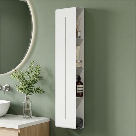 Mai & Mai Duschregal mit 4 Ablagen, Duschablage schmal, Wandregal Shampoo Halterung für Dusche 20x90x9cm, Badezimmer Organizer Weiß Reglo-16