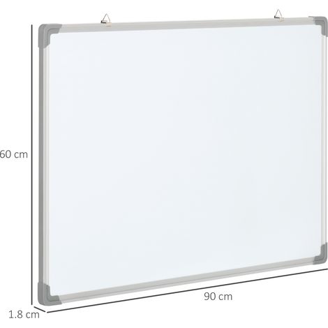 Tableau blanc magnétique rectangulaire (comprend 4 marqueurs, 1 gomme et 10 aimants), dimensions : 90 x 60 x 1,8 cm (1/5)