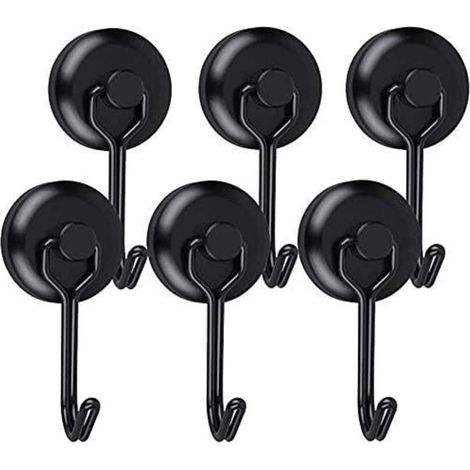 Crochet magnétique puissant, aimant néodyme, noir, crochet magnétique rotatif, crochet magnétique pour cuisine, torchon, tableau noir, lot de 6 (1/5)