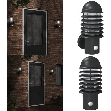 Außenwandleuchte mit Bewegungsmelder Schwarz Edelstahl - Outdoor-Beleuchtung - Wandleuchte - Bewegungsmelder - Edelstahl - IP44 - Home & Living (1/5)