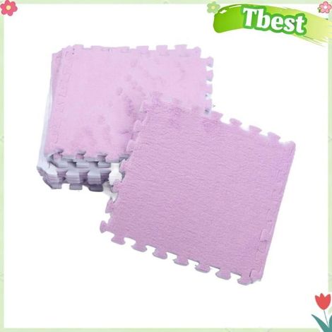 Tbest Tuiles de tapis de sol en peluche Tapis de sol en mousse, Puzzle en peluche, carreaux moelleux, puericulture aire Violette (1/4)