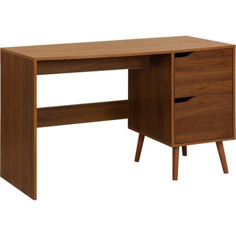 2-drawer desk with vintage walnut effect, Nepal, Walnut effect, 120x48x75 cm