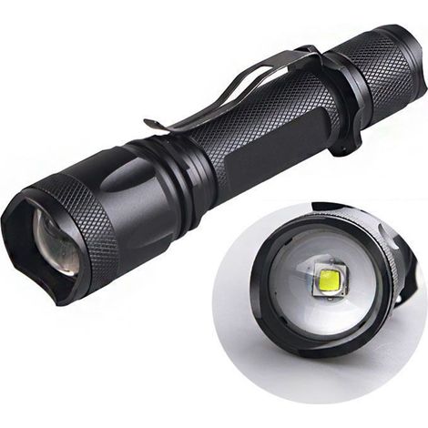 Mini lampe torche portable haute puissance avec clip stylo, rechargeable, conception télescopique, adaptée aux étudiants, utilise une batterie au lithium 18650. (1/5)