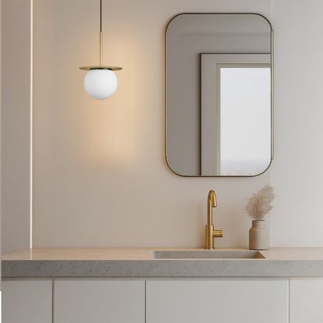 Suspension Salle De Bain Verre Et Laiton Mat Ip44 Alix (1/4)