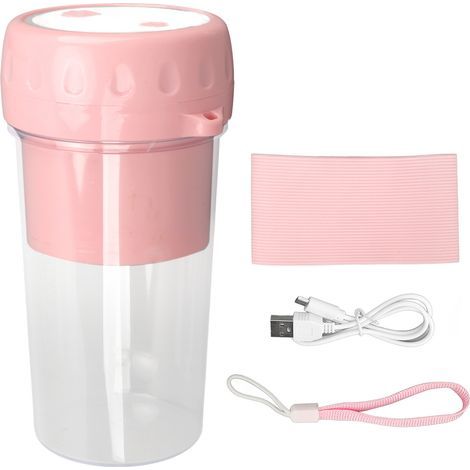 Mixeur portable multifonction USB rechargeable, tasse à jus ABS PS rose, pour fruits, mixeur à main pour maison bureau (1/5)