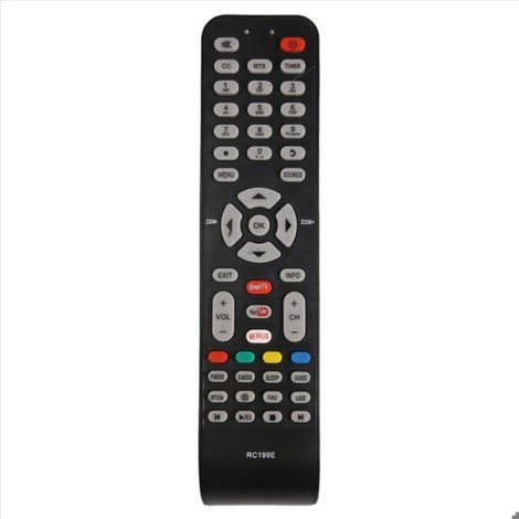Télécommande TV - Compatible Smart TV TCL Hyundai EKT HKPro VISIVO KALLEY - Noir - 205 x 48 x 20 mm - 2 Piles AAA (1/5)