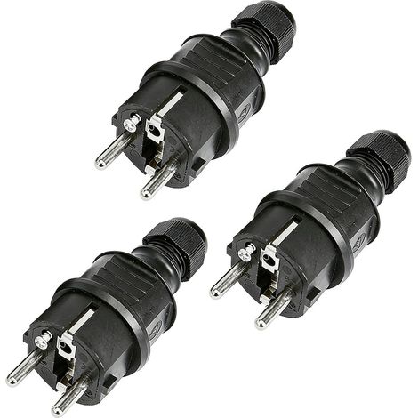 3 Prises Ensemble de Mâles 220V IP54, Fiche Male Prise Electrique, Fiches Robustes en Caoutchouc et Plastique, pour Utilisation Extérieure, pour Chantiers et Applications Professionnelles (1/5)