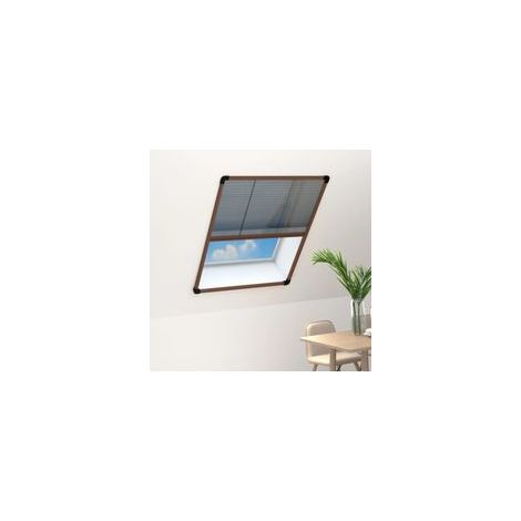Plissiertes Moskitonetz für Fenster, Aluminium, braun, 80 x 100 cm - Crezuo
