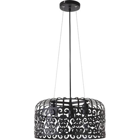 Lampada a sospensione Alessandra metallo in metallo nero opaco Ø40cm H: 175,5cm (1/5)