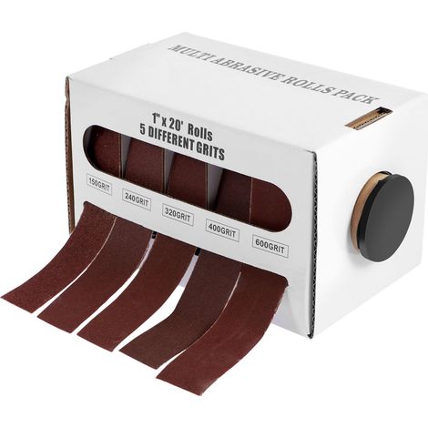 Rouleaux de Papier Abrasif, 25mm x 6 m Rouleaux de Papier de Verre, 150/240/320/400/600 Grain pour Bois, Meubles, Décoration, Métal, Glisser, Autopolier (1) (1/5)