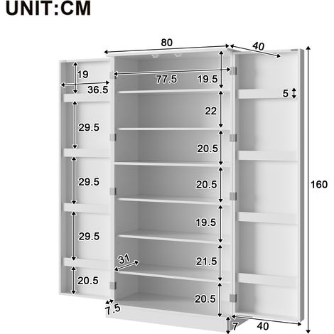 Armario grande para zapatos con estantes en la puerta y diseño alto – Armario moderno para recibidor con compartimentos de almacenamiento integrados, amplio espacio de almacenamiento para entrada y pa (1/5)