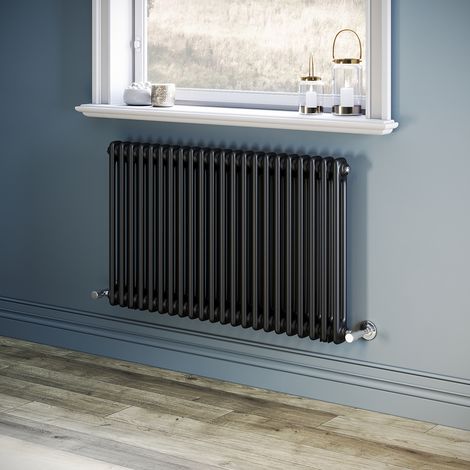 ELEGANT Traditional Radiator Black Central Heating Horizontal Radiator Mild Steel Double Panel Radiator 600 x 1010mm (1/5)