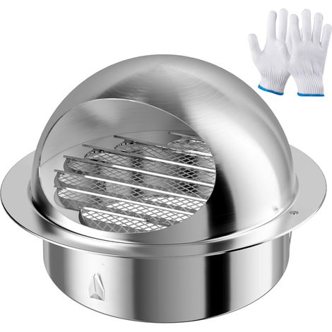 Grille d'Aération 150mm Ventilation Hotte Murale Ronde, Bouche de Sortie Ventilation Grille en Acier Inoxydable Avec Moustiquaire (1/5)