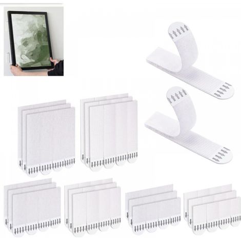 36 Paires Languettes Accroches Tableaux, 72 Bandes Bandes de Suspension pour Photos Accroche Attaches Adhésives Amovibles (1/5)