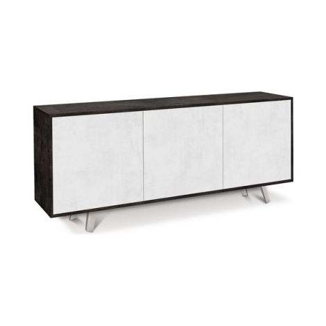 Dreitüriges Sideboard Schwarz Weiß Ossido 177x41x H74 cm