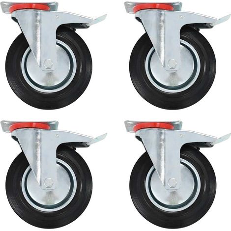 143455 vidaXL Swivel Casters with Double Brakes 4 pcs 200 mm (1/5)