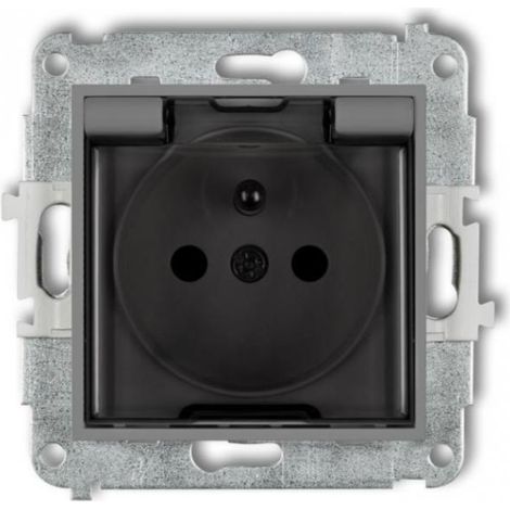Mini prise étanche aux projections d'eau IP44 avec obturateurs, volet fumigène, gris mat 27MGPB-1zdp