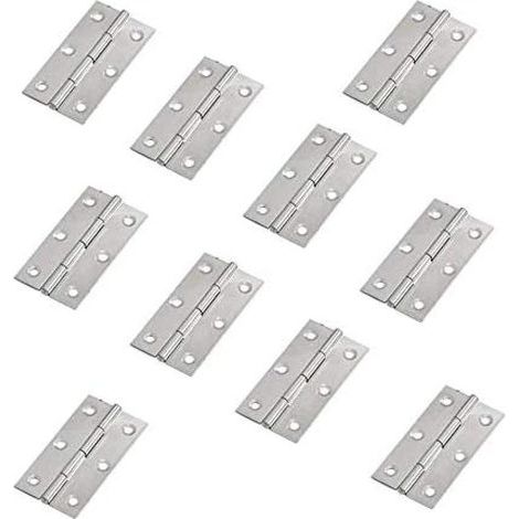 10 charnières de porte en acier inoxydable pour meubles, longueur 55 mm x 34 mm (1/5)