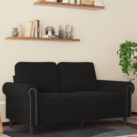 Divano a 2 Posti Nero 120 cm in Velluto vidaXL 553530