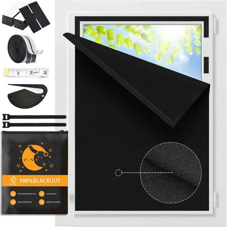 Cortinas opacas 100% de 150 x 200 cm — Protección de la privacidad, aislamiento térmico — Cierre de velcro — Aptas para dormitorios — Negras