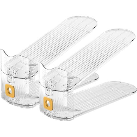 Lot de 2 étagères à Chaussures réglables antidérapantes - Solutions de Rangement pour économiser de l'espace pour Chaussures (Transparent) (1/5)