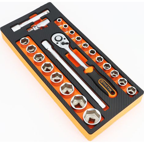 Jeu de clé à cliquet avec douilles  - 1/2" - 23 pièces