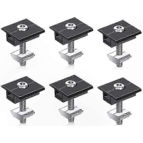 Verstellbare Solarmontagehalterung, Set mit 6 T-Halterungen zur zentralen Montage von Photovoltaikmodulen, 30 mm, schwarz, robuste Hardware für eine dauerhafte Installation. (1/5)