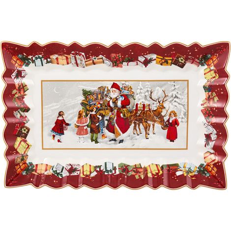 Villeroy & Boch Spielzeug Fantasie Rechteckige Weihnachtsmann-mit-Kinder-Platte
