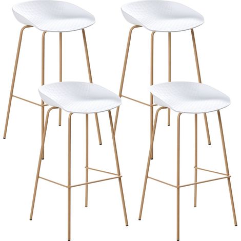 Set di 4 sedie da bar robuste in materiale sintetico e poliestere bianco Venlo