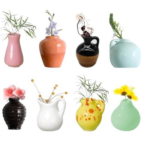 8 mini magneti a forma di vaso in ceramica per frigorifero, graziosi vasi magnetici 3D, magneti multifunzionali per frigorifero per appunti e decorazioni, accessori per cucina/ufficio (1/5)