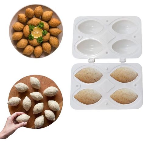 Moule à boulettes de viande manuel, 4 compartiments, 7,5 x 4,5 cm, moule en plastique durable pour former uniformément les boulettes, préparation rapide et facile (1/5)