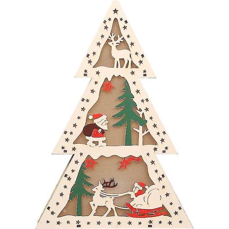 1 décoration de table lumineuse de Noël en bois représentant le Père Noël (1/5)